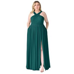 AZAZIE ELVIRA Peacock A-Line Pleated Chiffon Dress size A14  bridesmaid wedding